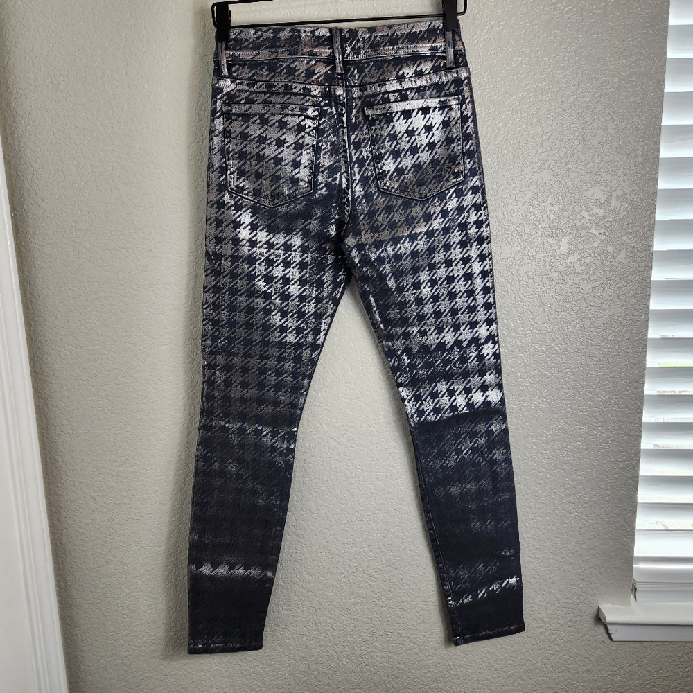Fidelity Denim Sola Metallic Mid Rise Ankle Pants Silver Fox 26 - Picture 6 of 9